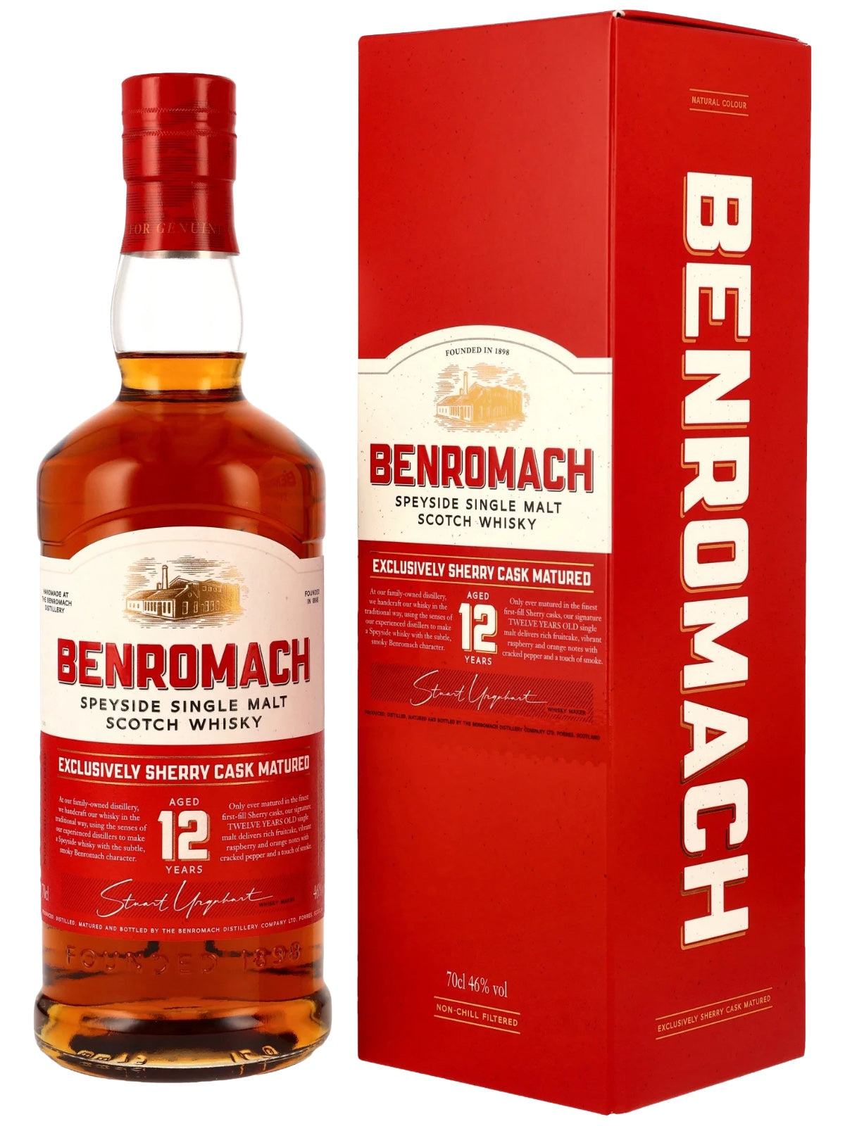 Benromach 12 Jahre Speyside Single Malt Scotch Whisky 0,7l mit roter Geschenkbox