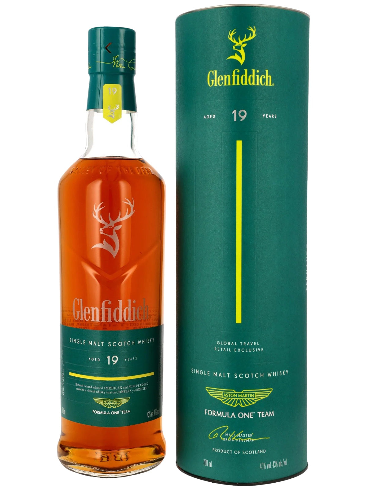 Glenfiddich 19 Jahre Aston Martin F1 Team Speyside Single Malt Scotch Whisky 0,7l mit grüner Geschenkdose