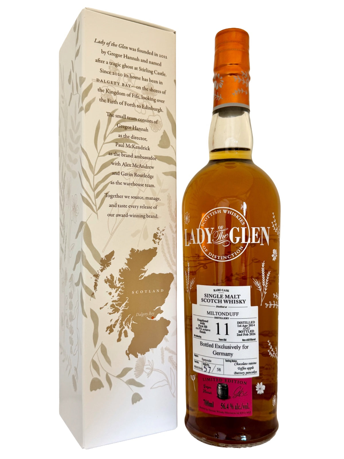 Lady of the Glen Miltonduff 11 Jahre PX Octave Finish Germany Exclusive 56,4% Vol., 0,7l
