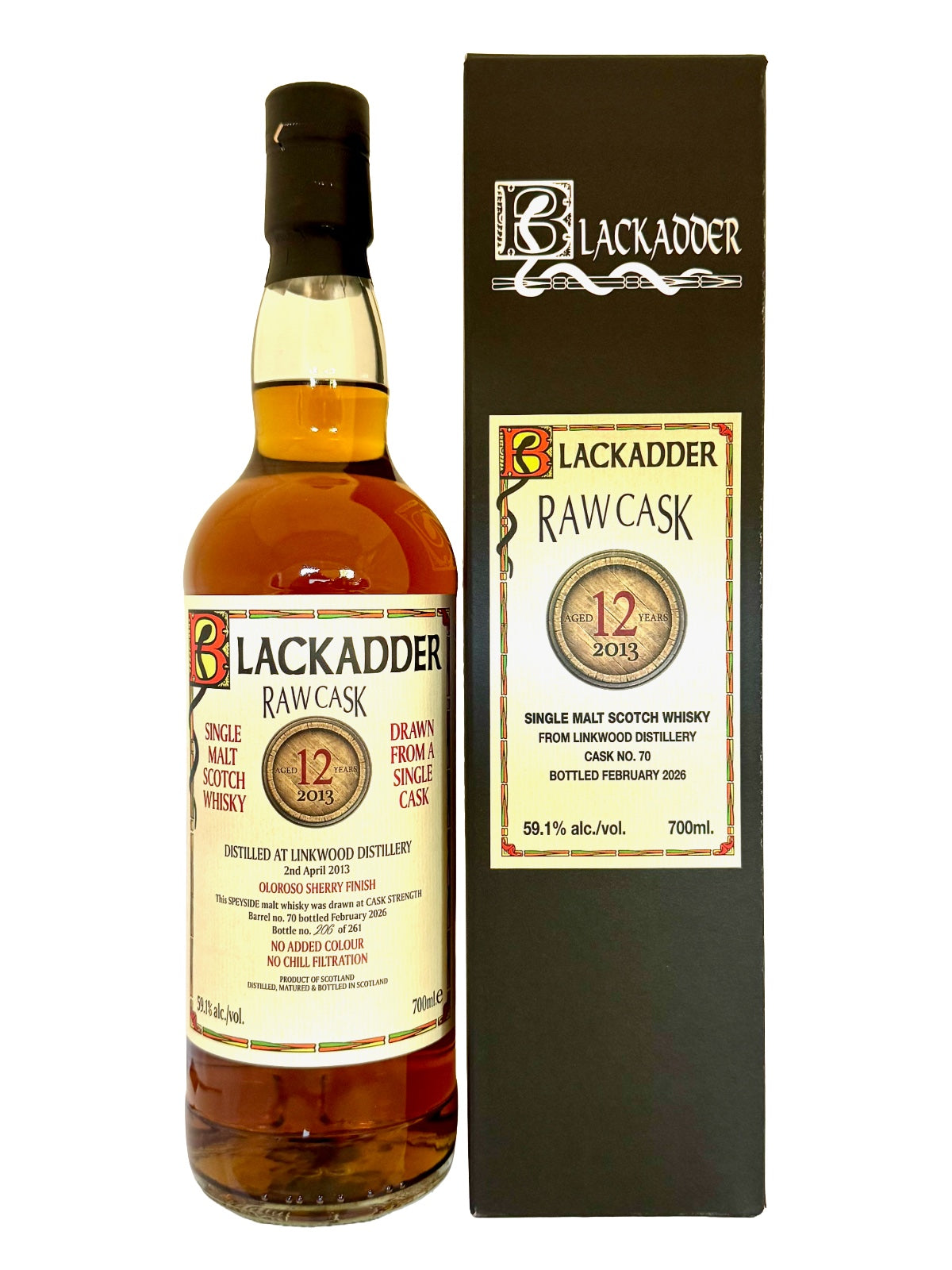 Blackadder Raw Cask Linkwood 12 Jahre 2013 Single Malt Scotch Whisky Oloroso Sherry Finish 59,1% Vol. 0,7l