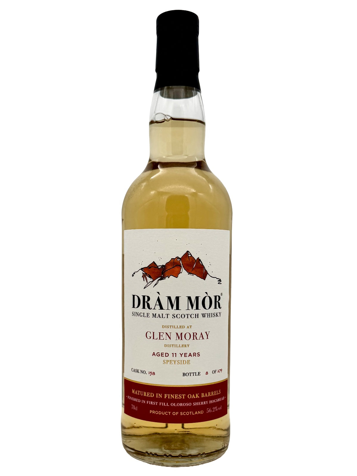 Dràm Mòr Glen Moray 11 Jahre Speyside Single Malt Scotch Whisky 1st Fill Oloroso Sherry HHD Finish 56,2% Vol. 0,7l