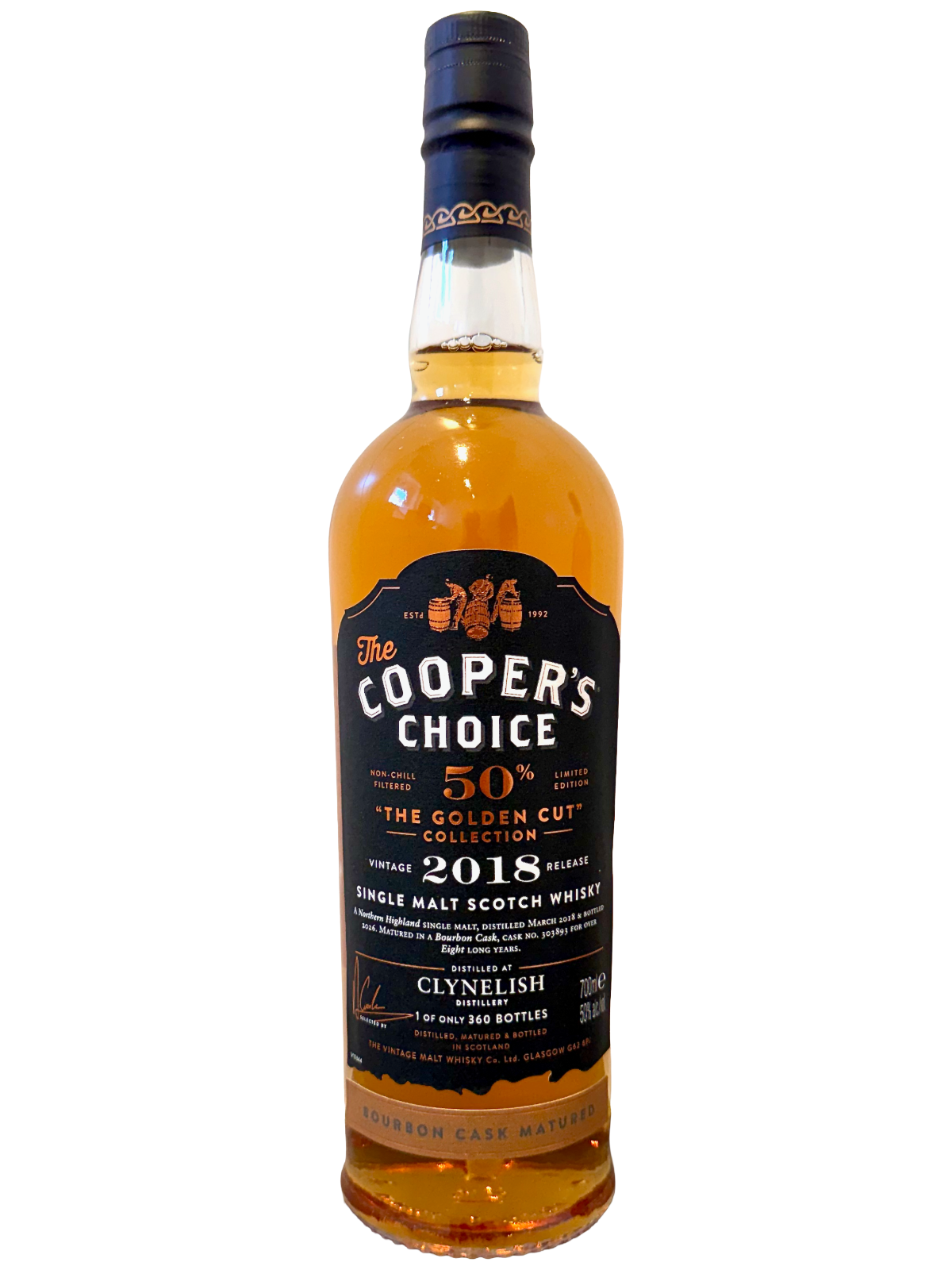 Clynelish 8 Jahre Cooper's Choice The Golden Cut - Bourbon Cask Matured - Highland Single Malt Scotch Whisky, 50% Vol., 0,7l