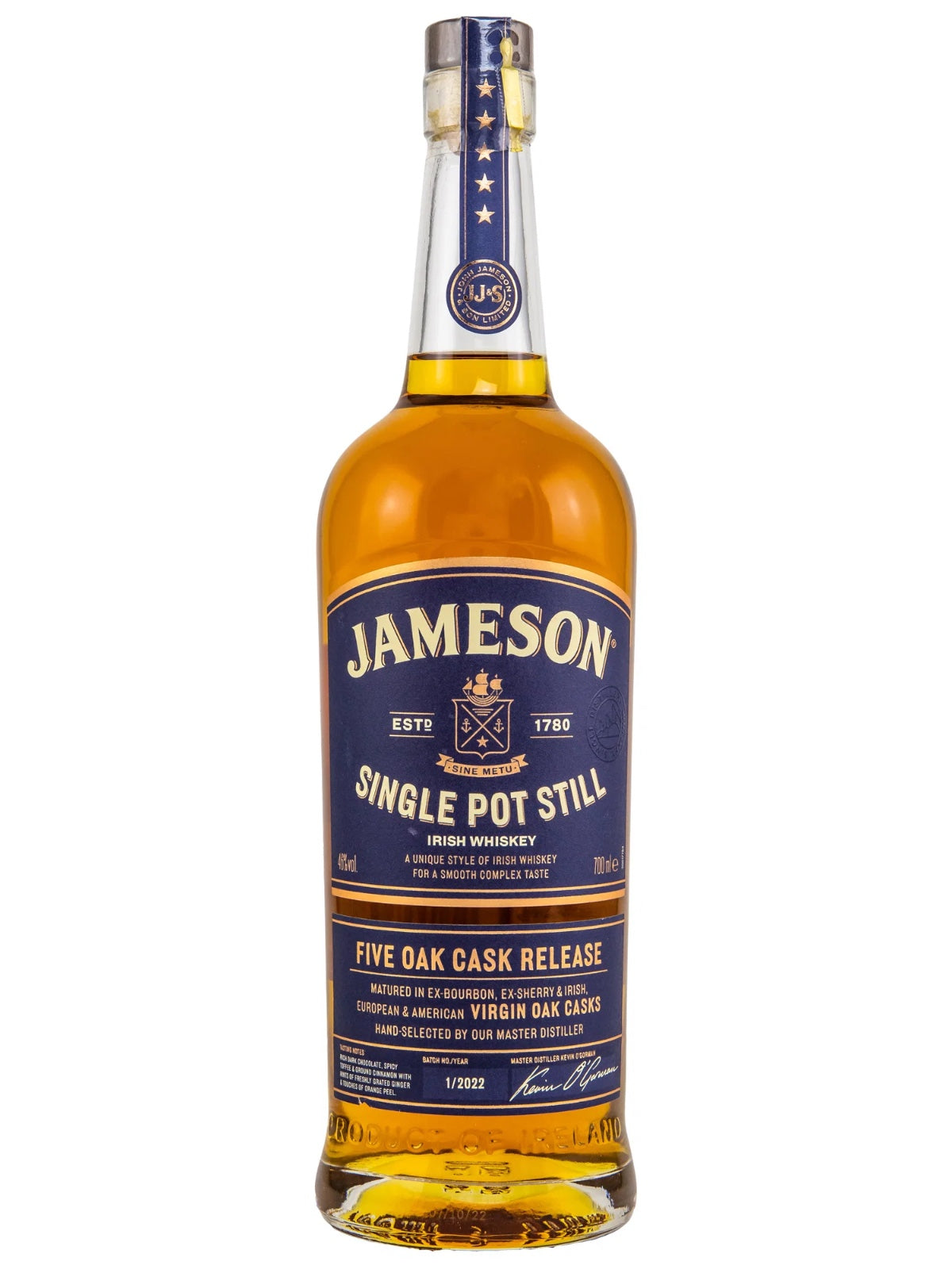 Jameson Single Pot Still Five Oak Cask Release Irish Whiskey 46% Vol. 0,7l