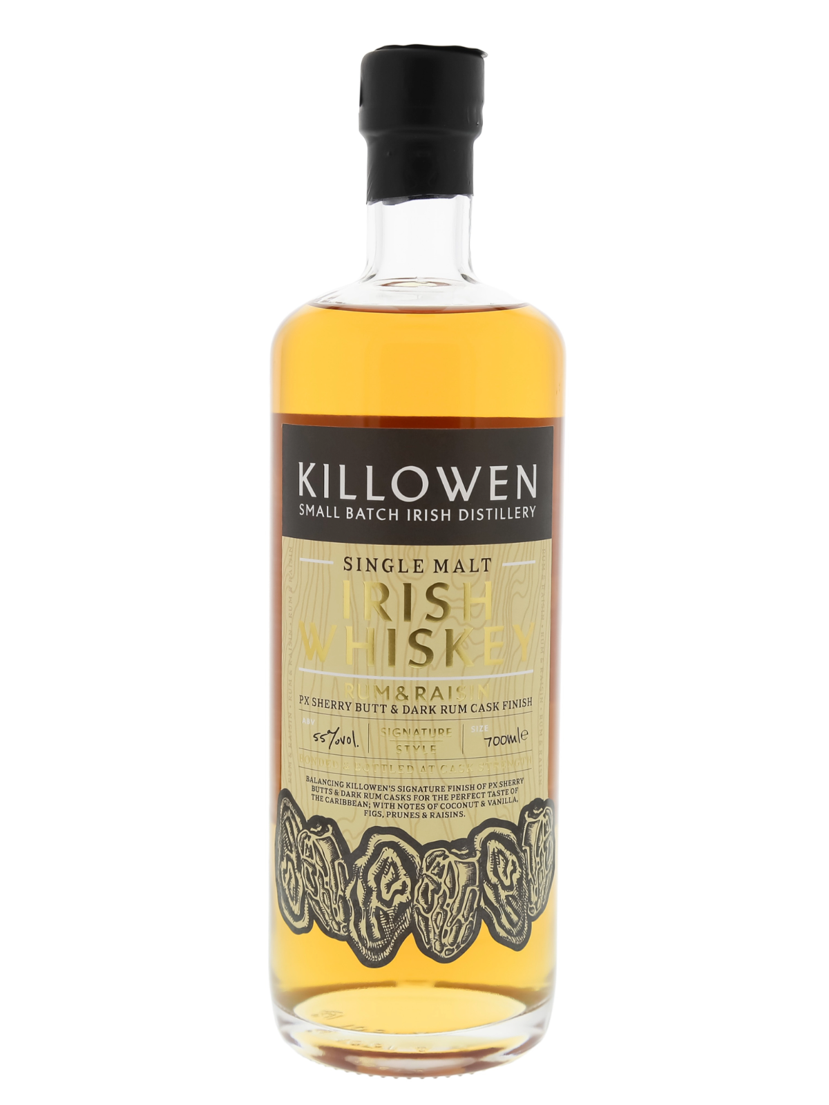 Killowen Rum & Raisin Irish Single Malt Whiskey PX & Dark Rum Cask Finish 55% Vol. 0,7l