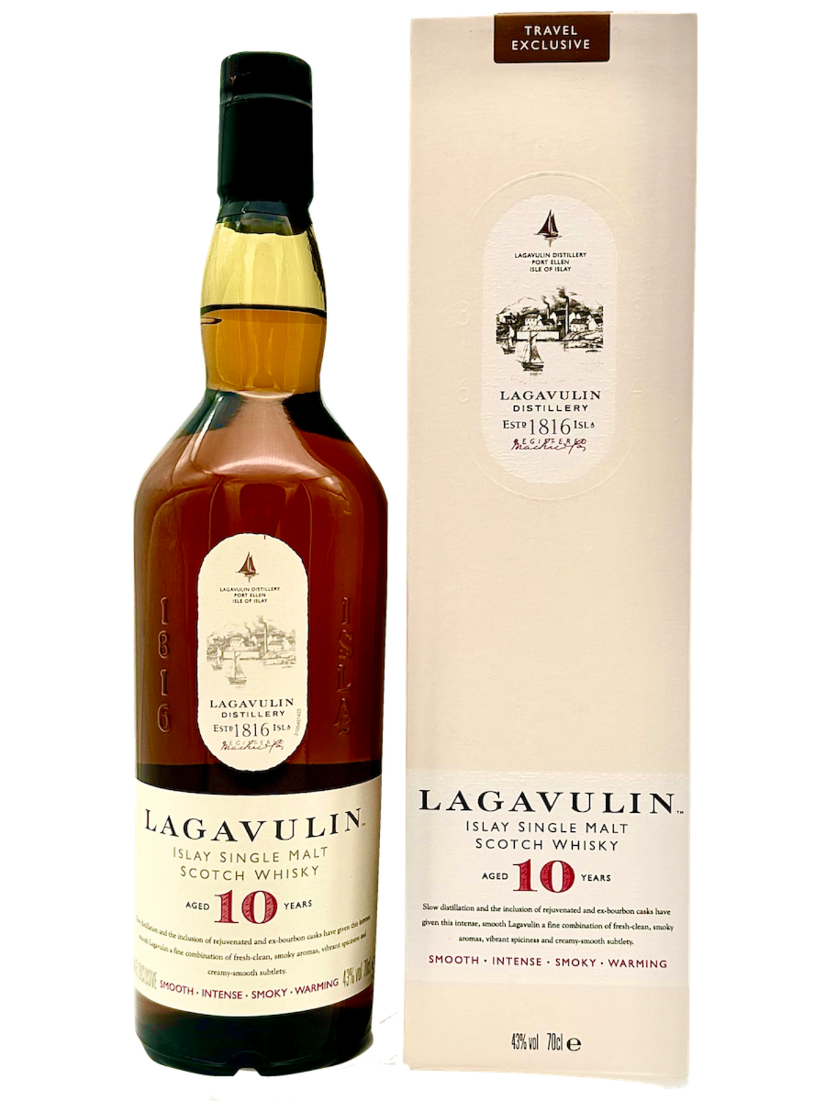 Lagavulin 10 Jahre Travel Exclusive Islay Single Malt 43% Vol. 0,7l