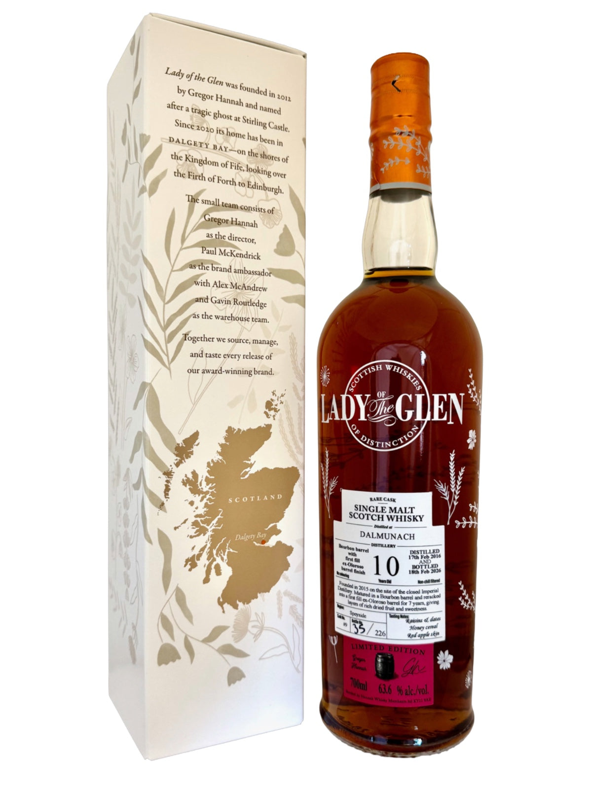 Lady of the Glen Dalmunach 10 Jahre Speyside Single Malt Scotch Whisky 1st Fill Oloroso Finish 63,6% Vol. 0,7l