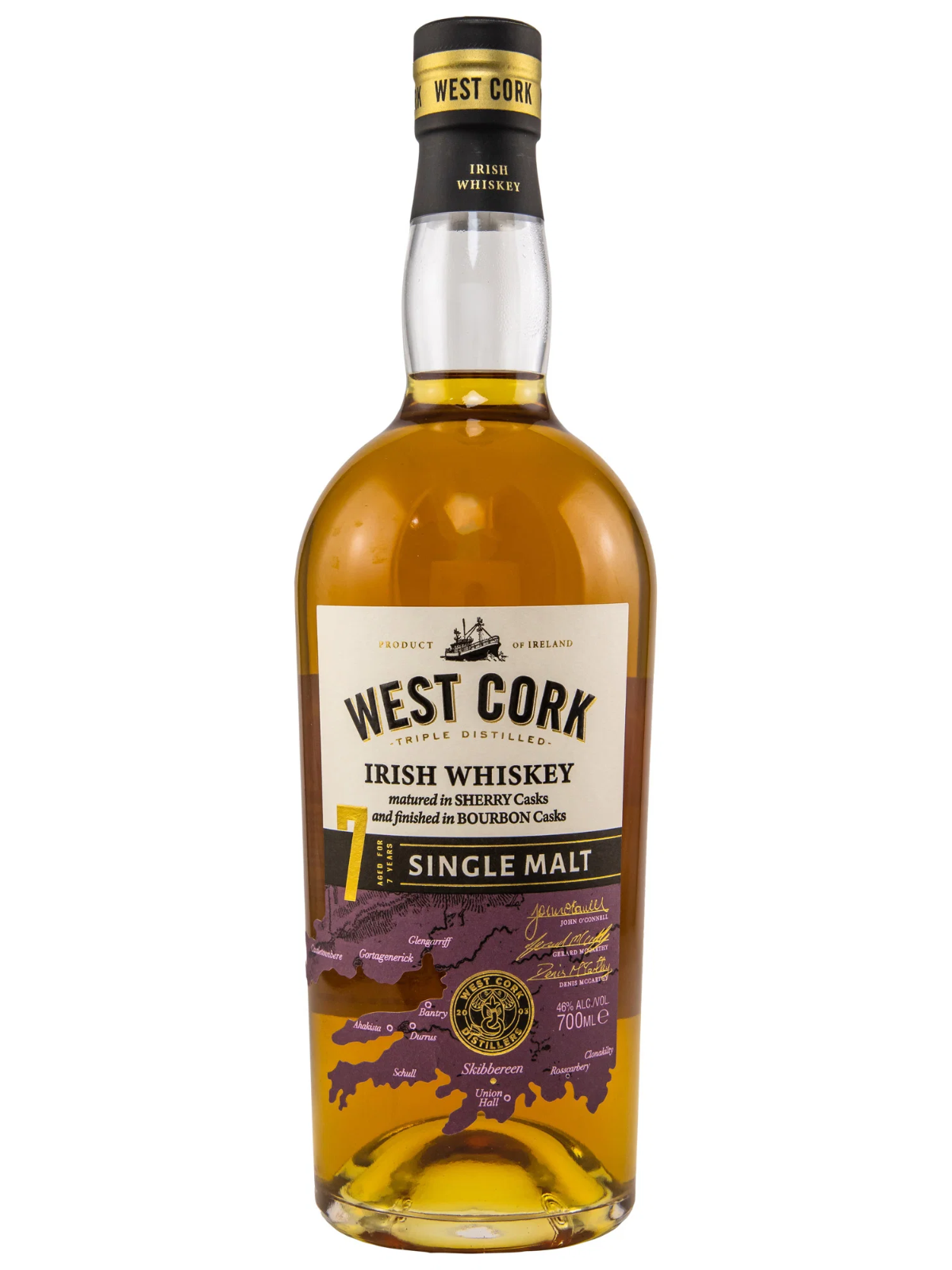 West Cork 7 Jahre Single Malt Irish Whiskey Sherry Cask & Bourbon Cask Finish 46% Vol. 0,7