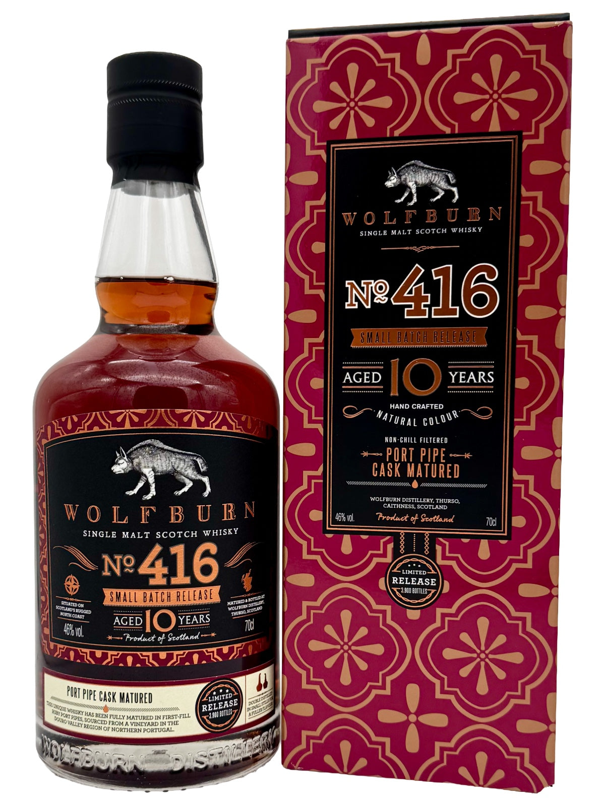 Wolfburn No. 416 Small Batch Release 10 Jahre Highland Single Malt Scotch Whisky Port Pipe Cask Matured 46% Vol. 0,7l