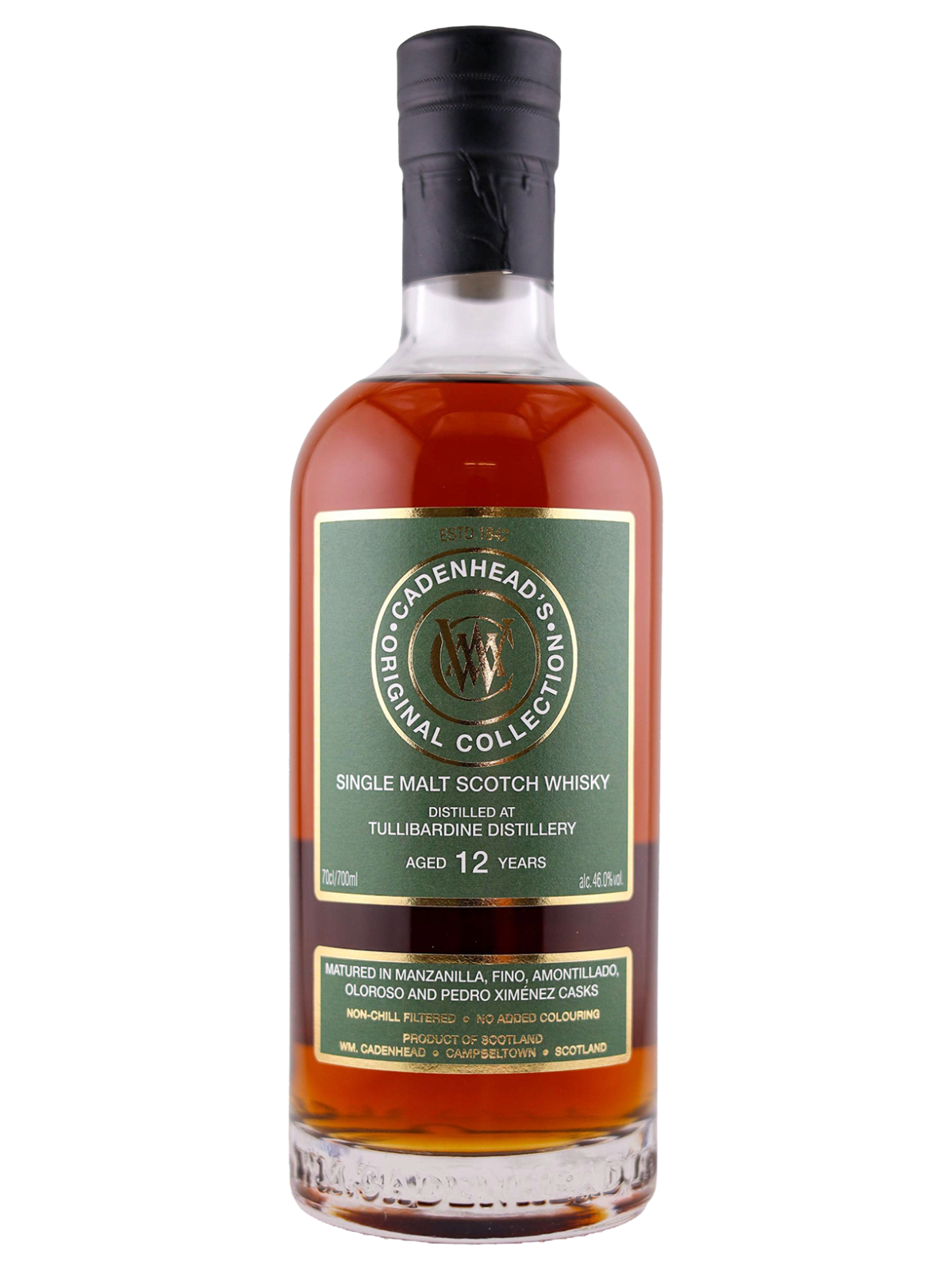 Cadenhead's Spectrum Series No. 1 - Tullibardine 12 Jahre - Matured in PX, Oloroso, Fino, Amontillado & Manzanilla Sherry Casks, 46% Vol., 0,7l