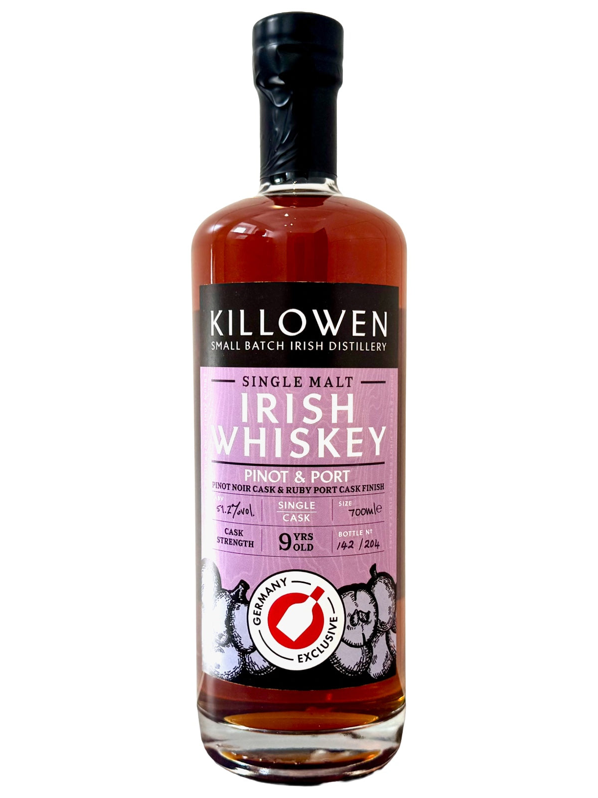 Killowen Germany Exclusive Pinot & Port Cask Finish 9 Years Old Single Malt Irish Whiskey 0,7l 51,2% Vol.