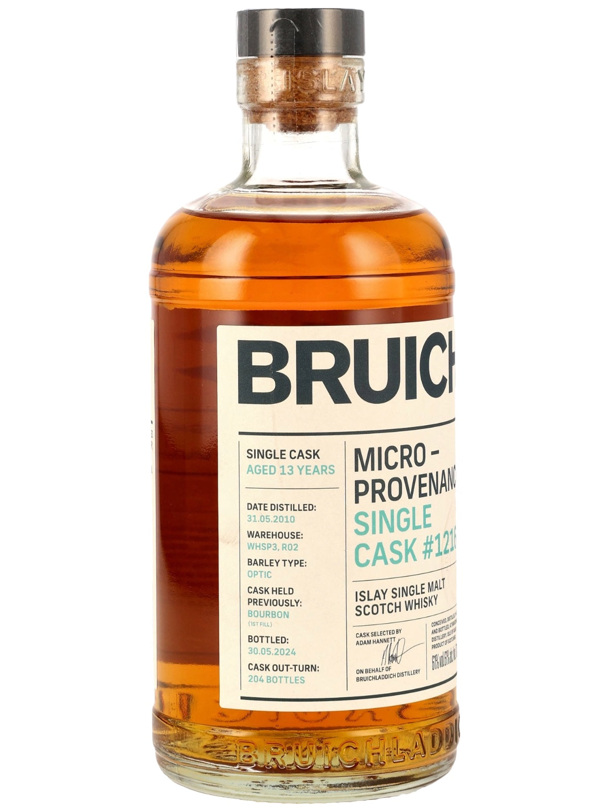 Bruichladdich Micro-Provenance Cask #1216 Etikett mit Fassdaten