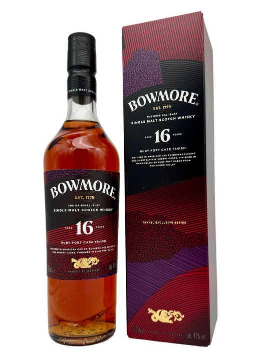 Bowmore 16 Jahre Ruby Port Cask Finish Travel Exclusive Series 43% Vol. 0,7l