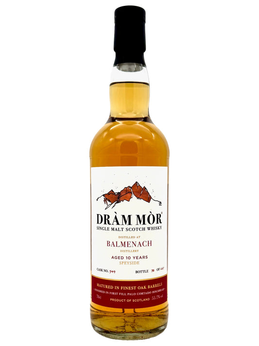 Dràm Mòr Balmenach 10 Jahre Speyside Single Malt Scotch Whisky 1st Fill Palo Cortado Hogshead Finish 55,7% Vol. 0,7l