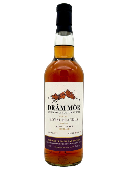 Dràm Mòr Royal Brackla 11 Jahre Highland Single Malt Scotch Whisky 1st Fill Oloroso Sherry Butt 56,1% Vol. 0,7l