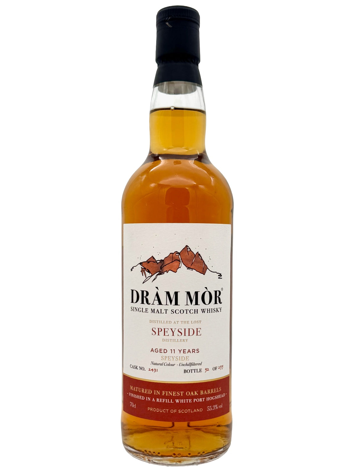 Dràm Mòr Speyside Distillery 11 Jahre Speyside Single Malt Scotch Whisky Refill White Port HHD Finish 55,3% Vol. 0,7l
