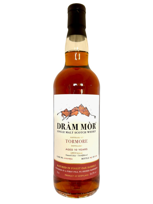 Dràm Mòr Tormore 10 Jahre Speyside Single Malt Scotch Whisky 1st Fill PX Sherry Barrique Finish 56,2% Vol. 0,7l