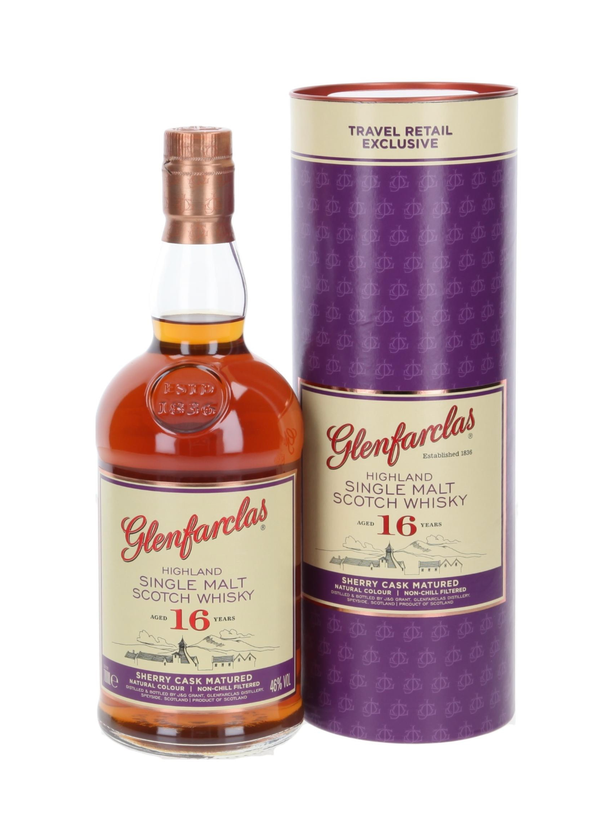 Glenfarclas 16 Jahre Highland Single Malt Scotch Whisky Travel Retail 46% Vol. 0,7l