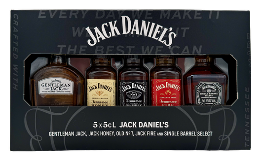 Jack Daniel's „Family of Fine Spirits“ Whiskey-Tasting-Set 5 x 5cl, insg. 25cl, 39% Vol. 0,25l