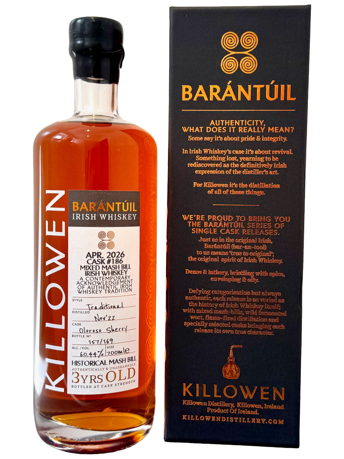 Killowen Barántúil Small Batch Cask No. 186 Single Cask Irish Whiskey 0,7l 60,44% Vol.