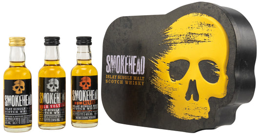 Smokehead Skull Gift Tin – Tastingset 3 Miniaturen à 5cl, insg. 15cl, 49% Vol. 0,15l