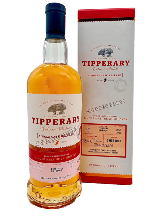 Tipperary Vintage 2017 Single Cask Homegrown Barley Rioja Cask 51,7% Vol. 0,7l